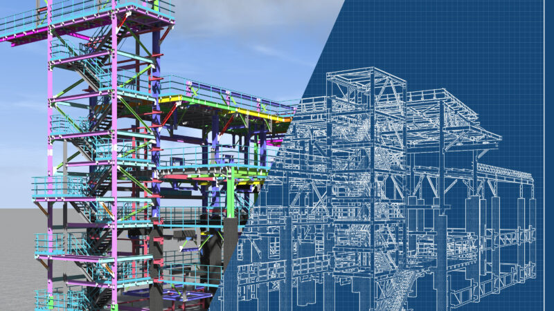 Bim,Model,Of,A,Building,Made,Of,Metal,Construction,,Metal